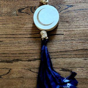 ANTHROPOLOGIE DISC MOON BLUE ART WALL HANGING USA
